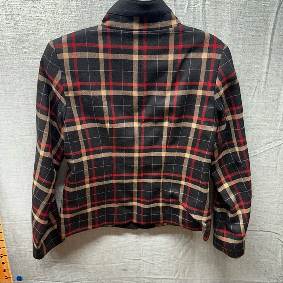 Vintage Pendleton 100’/, Wool Plaid Blazer Jacket 6 Petite Red Tan Black Tartan - Picture 6 of 12
